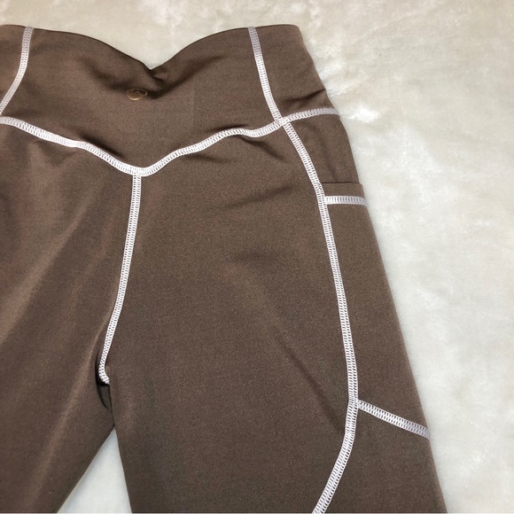 LA + Image Brown Yoga Pants with White Stitching Size Small - Picture 6 of 9